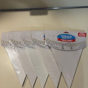 White Pennant Banner - 12 Pennants each pack. 5 packs total